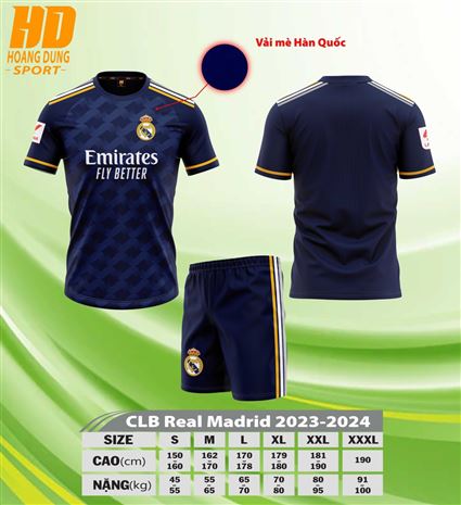 Áo Bóng Đá Real Madrid Xanh Đen 2023-2024